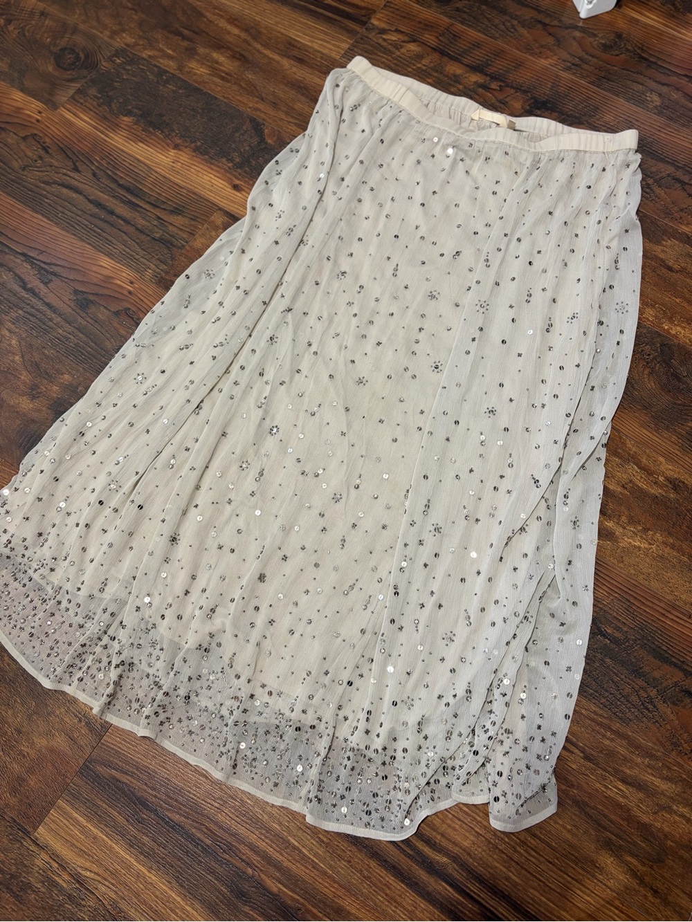 Soft Surroundings Cream Sequin Maxi Skirt XL